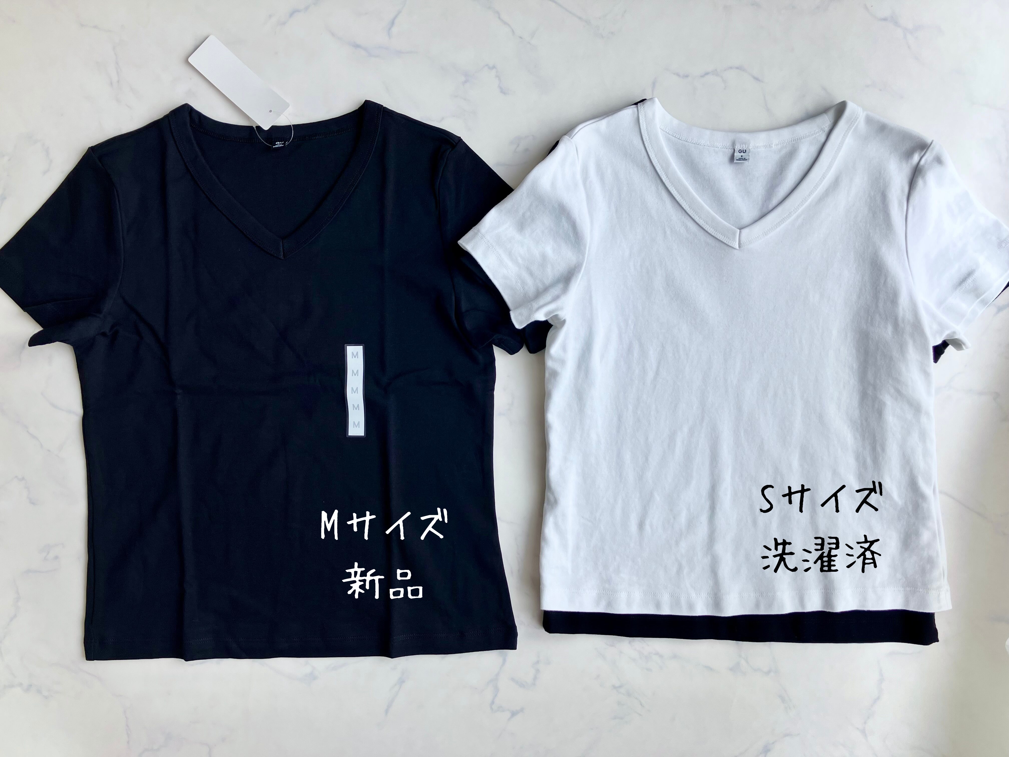 GUの神VネックTシャツ、洗濯したら別物に激縮み【骨スト民検証】
